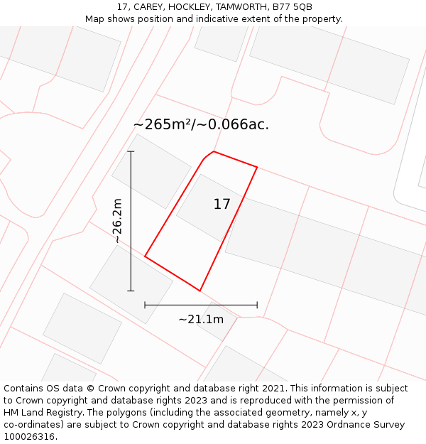 17, CAREY, HOCKLEY, TAMWORTH, B77 5QB: Plot and title map