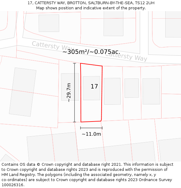 17, CATTERSTY WAY, BROTTON, SALTBURN-BY-THE-SEA, TS12 2UH: Plot and title map