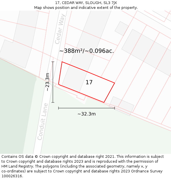 17, CEDAR WAY, SLOUGH, SL3 7JX: Plot and title map
