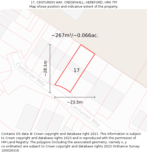 17, CENTURION WAY, CREDENHILL, HEREFORD, HR4 7FF: Plot and title map