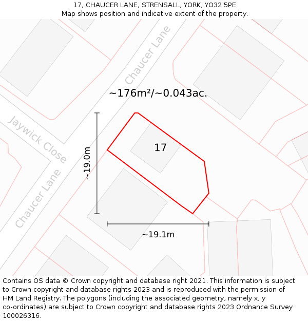 17, CHAUCER LANE, STRENSALL, YORK, YO32 5PE: Plot and title map