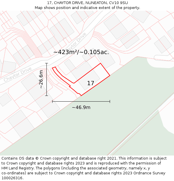 17, CHAYTOR DRIVE, NUNEATON, CV10 9SU: Plot and title map