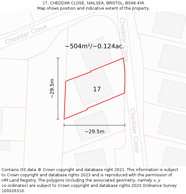 17, CHEDDAR CLOSE, NAILSEA, BRISTOL, BS48 4YA: Plot and title map