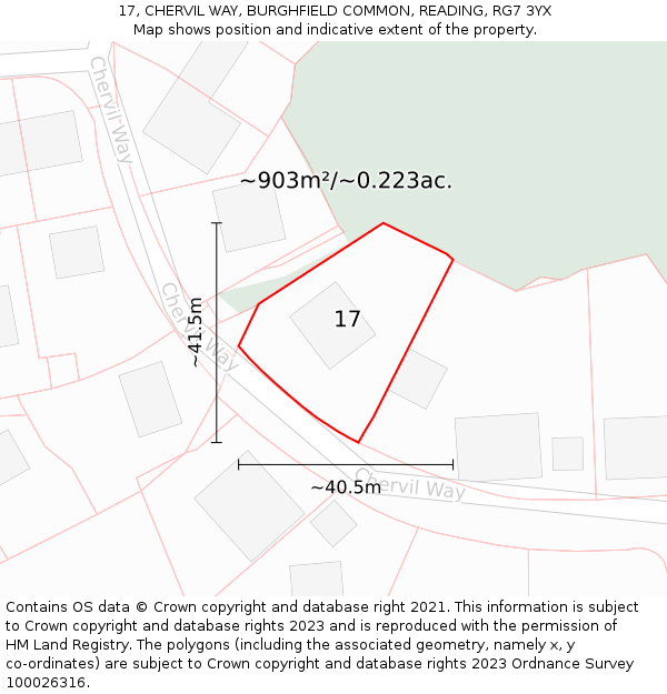 17, CHERVIL WAY, BURGHFIELD COMMON, READING, RG7 3YX: Plot and title map