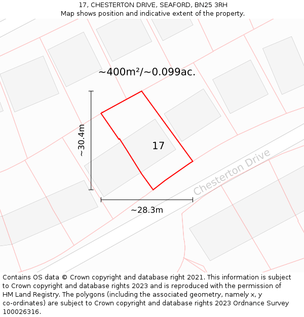 17, CHESTERTON DRIVE, SEAFORD, BN25 3RH: Plot and title map