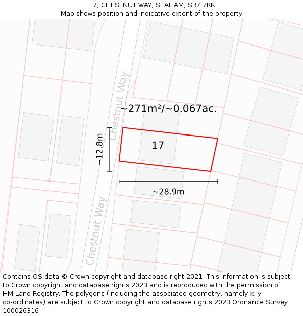 17, CHESTNUT WAY, SEAHAM, SR7 7RN: Plot and title map