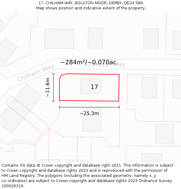 17, CHILHAM WAY, BOULTON MOOR, DERBY, DE24 5BA: Plot and title map
