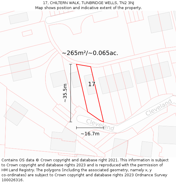 17, CHILTERN WALK, TUNBRIDGE WELLS, TN2 3NJ: Plot and title map