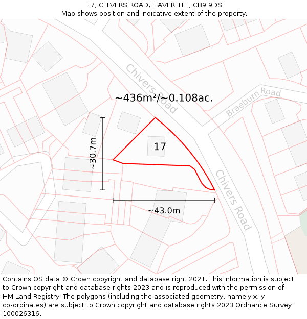 17, CHIVERS ROAD, HAVERHILL, CB9 9DS: Plot and title map
