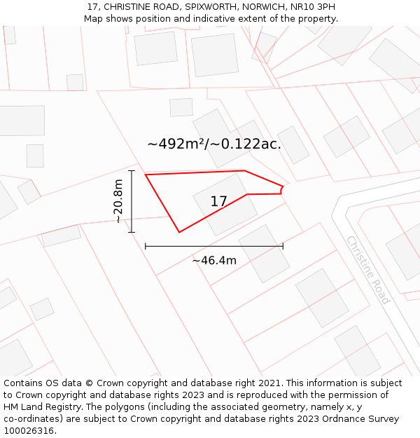 17, CHRISTINE ROAD, SPIXWORTH, NORWICH, NR10 3PH: Plot and title map
