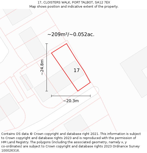 17, CLOISTERS WALK, PORT TALBOT, SA12 7EX: Plot and title map