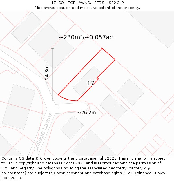 17, COLLEGE LAWNS, LEEDS, LS12 3LP: Plot and title map