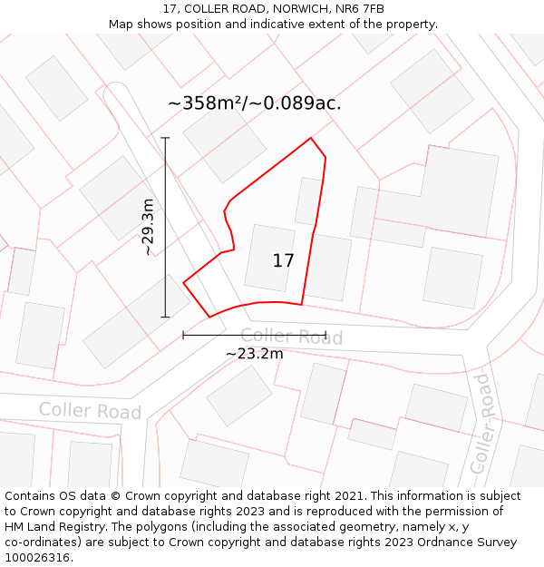 17, COLLER ROAD, NORWICH, NR6 7FB: Plot and title map
