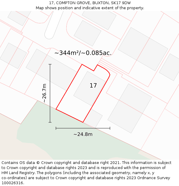 17, COMPTON GROVE, BUXTON, SK17 9DW: Plot and title map