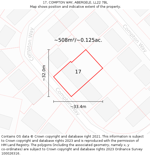 17, COMPTON WAY, ABERGELE, LL22 7BL: Plot and title map