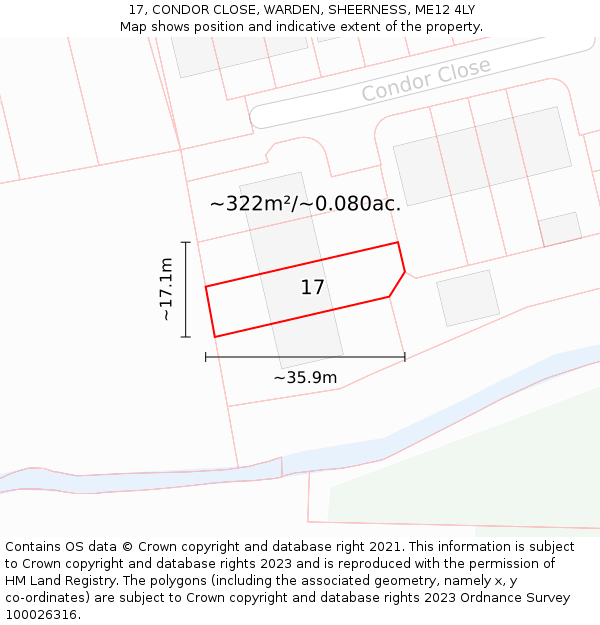 17, CONDOR CLOSE, WARDEN, SHEERNESS, ME12 4LY: Plot and title map