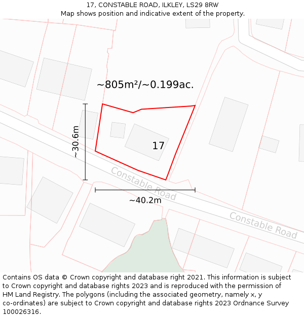 17, CONSTABLE ROAD, ILKLEY, LS29 8RW: Plot and title map