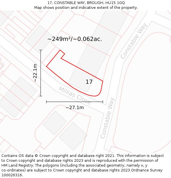 17, CONSTABLE WAY, BROUGH, HU15 1GQ: Plot and title map