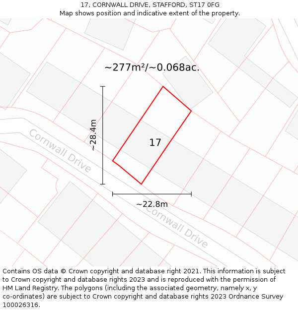 17, CORNWALL DRIVE, STAFFORD, ST17 0FG: Plot and title map