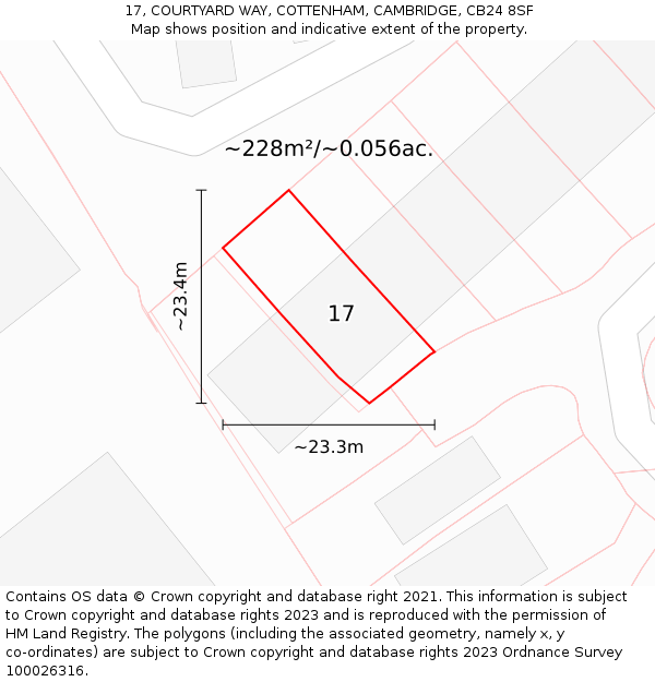 17, COURTYARD WAY, COTTENHAM, CAMBRIDGE, CB24 8SF: Plot and title map
