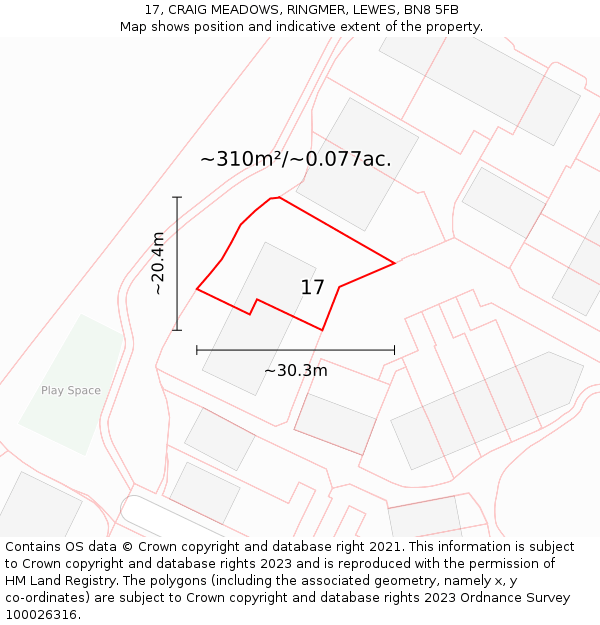 17, CRAIG MEADOWS, RINGMER, LEWES, BN8 5FB: Plot and title map