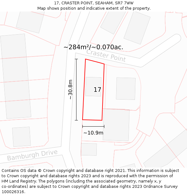 17, CRASTER POINT, SEAHAM, SR7 7WW: Plot and title map