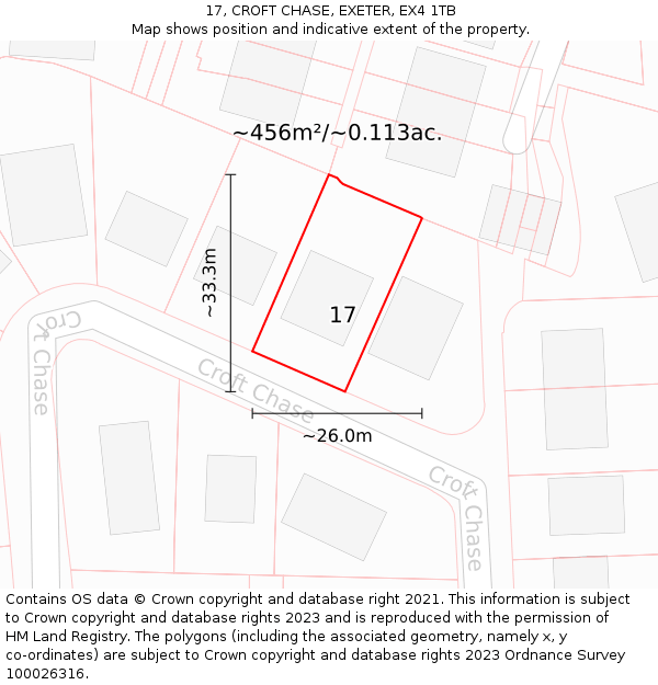 17, CROFT CHASE, EXETER, EX4 1TB: Plot and title map