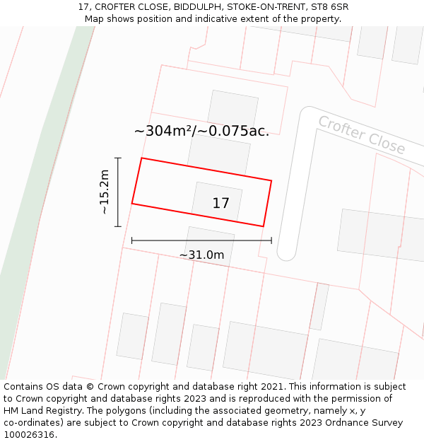 17, CROFTER CLOSE, BIDDULPH, STOKE-ON-TRENT, ST8 6SR: Plot and title map