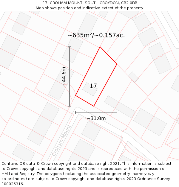 17, CROHAM MOUNT, SOUTH CROYDON, CR2 0BR: Plot and title map