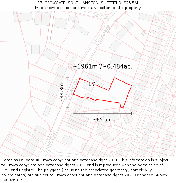 17, CROWGATE, SOUTH ANSTON, SHEFFIELD, S25 5AL: Plot and title map