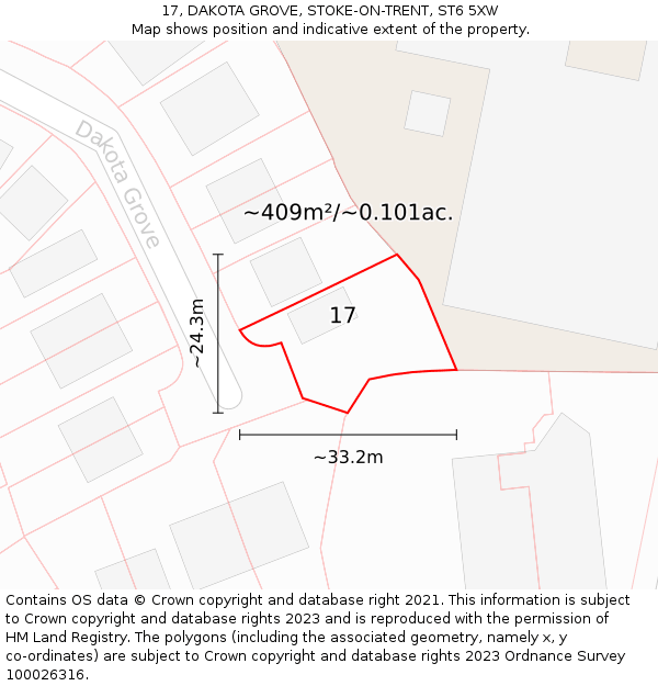 17, DAKOTA GROVE, STOKE-ON-TRENT, ST6 5XW: Plot and title map