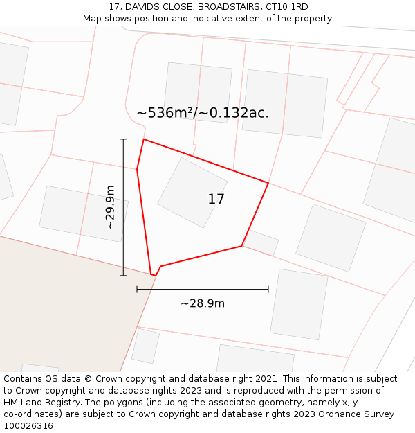 17, DAVIDS CLOSE, BROADSTAIRS, CT10 1RD: Plot and title map
