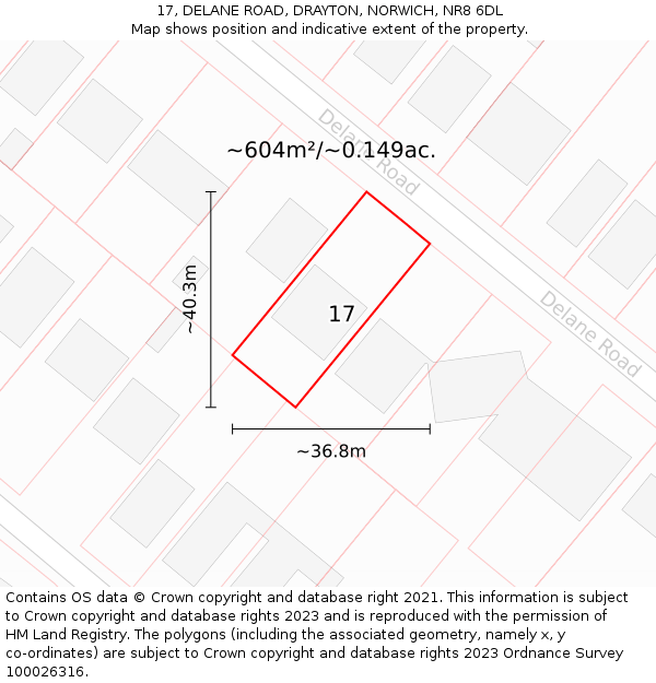 17, DELANE ROAD, DRAYTON, NORWICH, NR8 6DL: Plot and title map