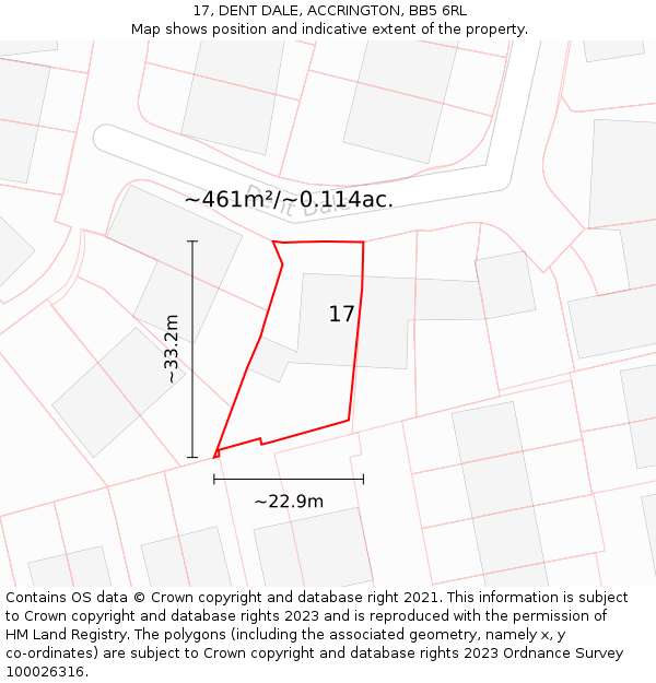 17, DENT DALE, ACCRINGTON, BB5 6RL: Plot and title map