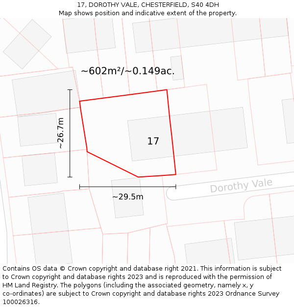 17, DOROTHY VALE, CHESTERFIELD, S40 4DH: Plot and title map