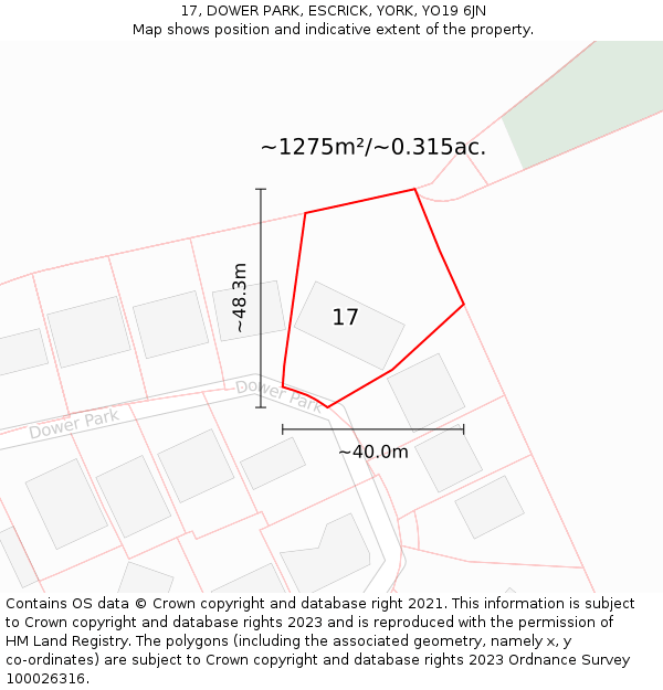 17, DOWER PARK, ESCRICK, YORK, YO19 6JN: Plot and title map