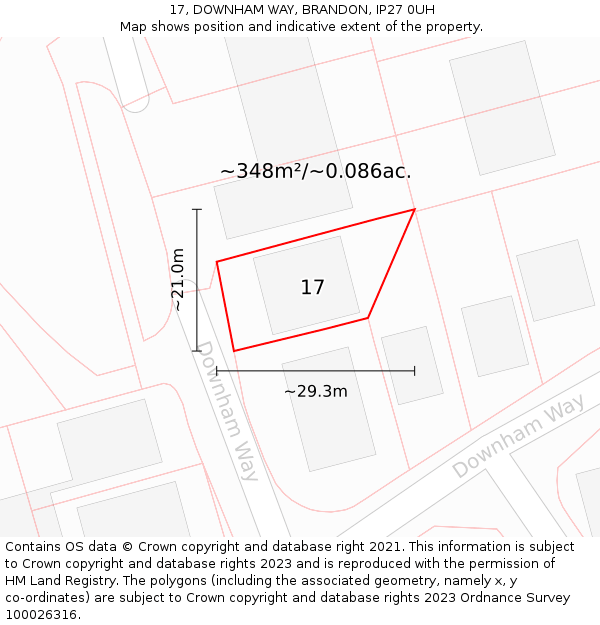 17, DOWNHAM WAY, BRANDON, IP27 0UH: Plot and title map
