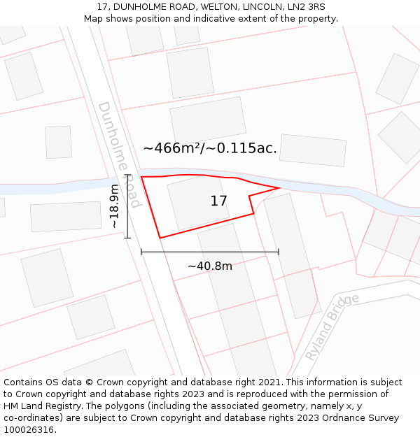 17, DUNHOLME ROAD, WELTON, LINCOLN, LN2 3RS: Plot and title map