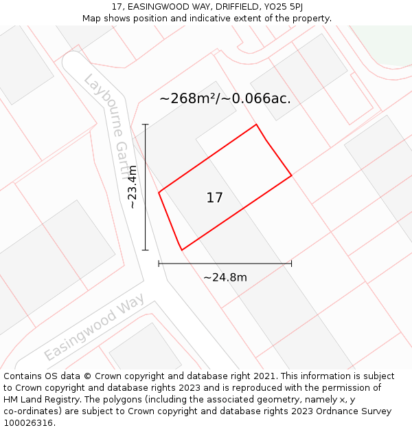 17, EASINGWOOD WAY, DRIFFIELD, YO25 5PJ: Plot and title map