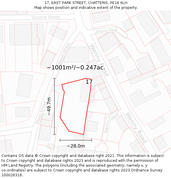 17, EAST PARK STREET, CHATTERIS, PE16 6LH: Plot and title map