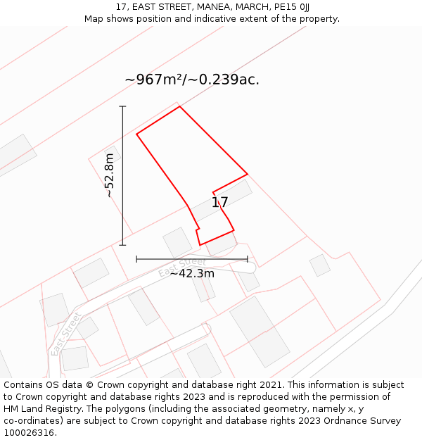 17, EAST STREET, MANEA, MARCH, PE15 0JJ: Plot and title map