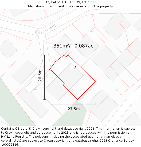 17, EATON HILL, LEEDS, LS16 6SE: Plot and title map