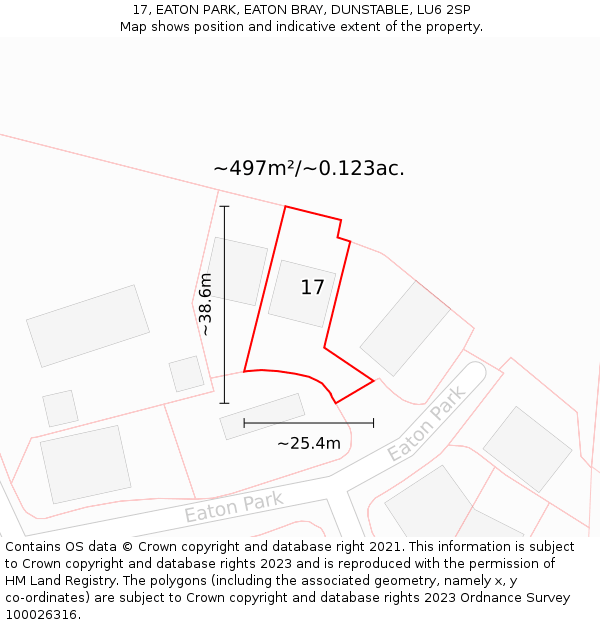 17, EATON PARK, EATON BRAY, DUNSTABLE, LU6 2SP: Plot and title map