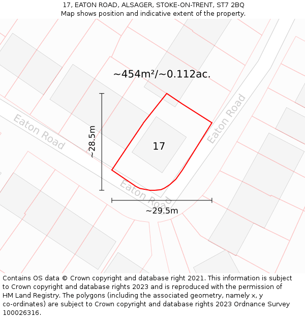17, EATON ROAD, ALSAGER, STOKE-ON-TRENT, ST7 2BQ: Plot and title map