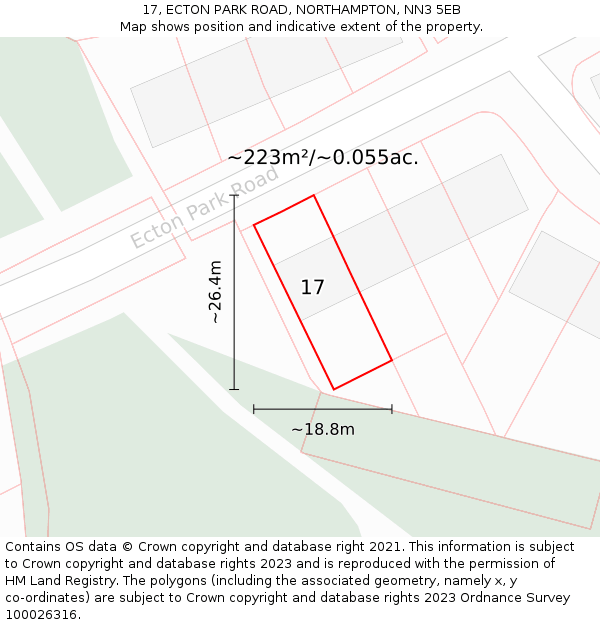 17, ECTON PARK ROAD, NORTHAMPTON, NN3 5EB: Plot and title map