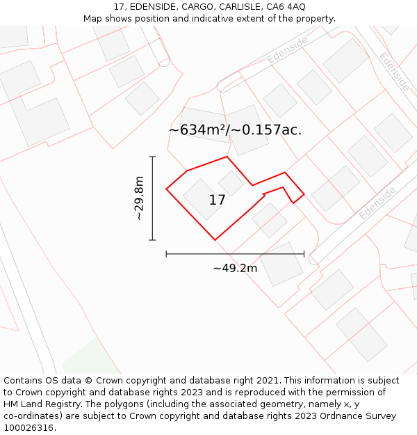 17, EDENSIDE, CARGO, CARLISLE, CA6 4AQ: Plot and title map