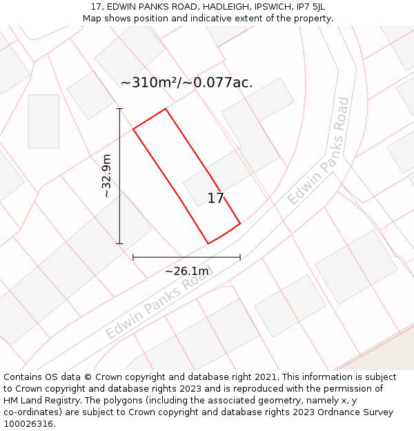 17, EDWIN PANKS ROAD, HADLEIGH, IPSWICH, IP7 5JL: Plot and title map