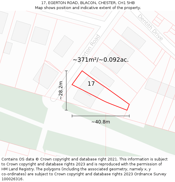17, EGERTON ROAD, BLACON, CHESTER, CH1 5HB: Plot and title map