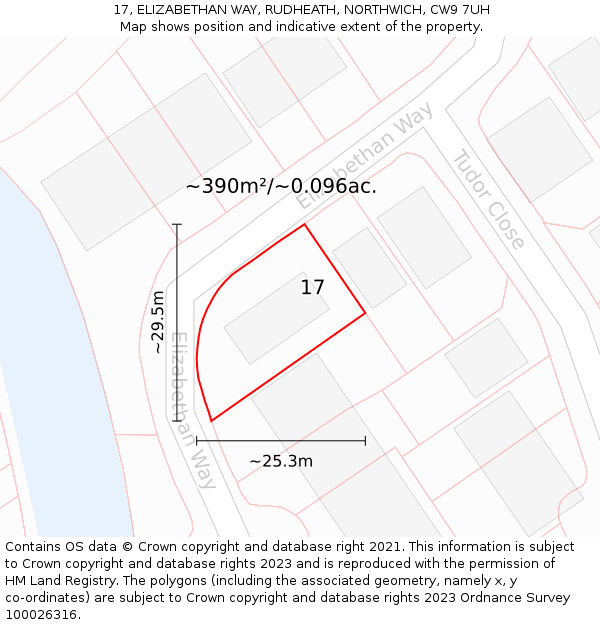 17, ELIZABETHAN WAY, RUDHEATH, NORTHWICH, CW9 7UH: Plot and title map