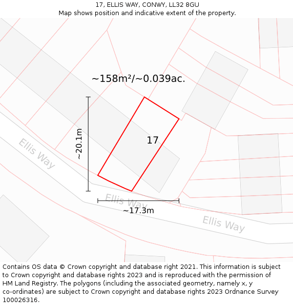 17, ELLIS WAY, CONWY, LL32 8GU: Plot and title map